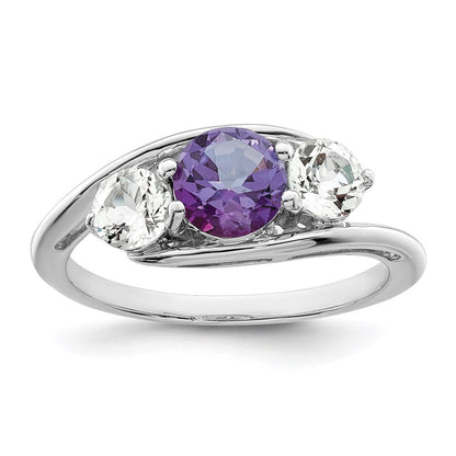 10K Weißgold Survivor Collection Ring mit klarem/violettem Swarovski-Topas, Sue