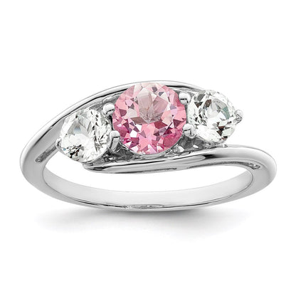 Survivor Collection 10K Weißgold Rhodiniert Weißer und Pinker Swarovski-Topas Sue Ring