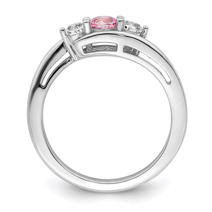 10K Weißgold Survivor Collection Ring mit klarem/pinkem Swarovski-Topas, Sue