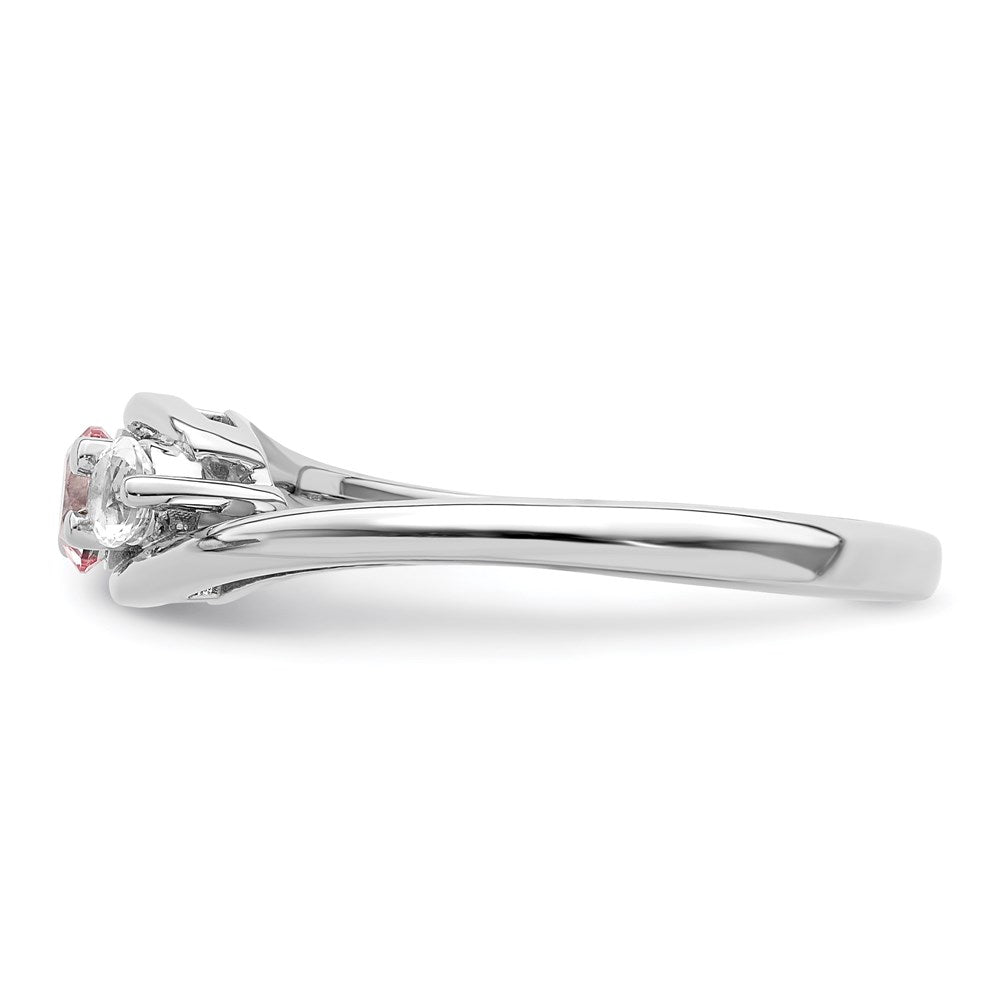 10K Weißgold Survivor Collection Ring mit klarem/pinkem Swarovski-Topas, Sue