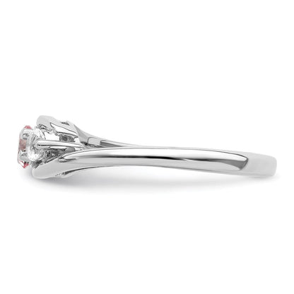 10K Weißgold Survivor Collection Ring mit klarem/pinkem Swarovski-Topas, Sue