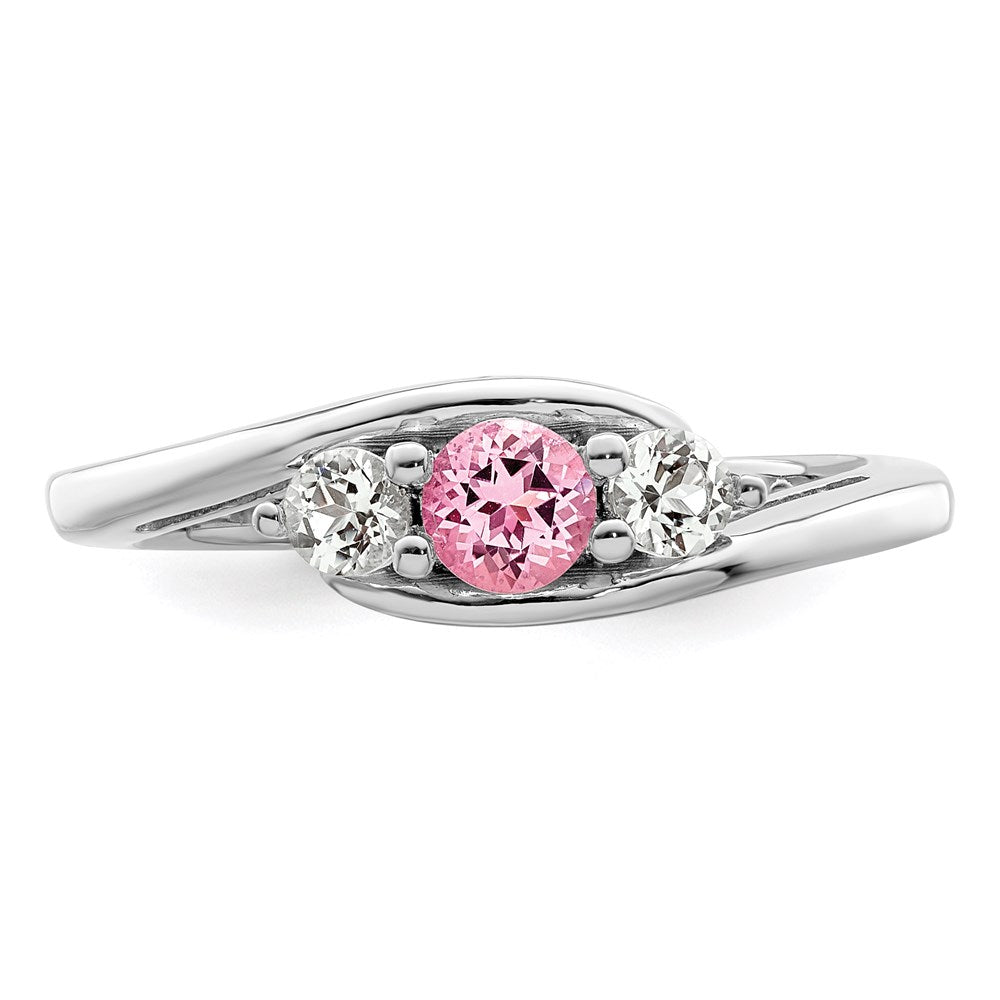 10K Weißgold Survivor Collection Ring mit klarem/pinkem Swarovski-Topas, Sue