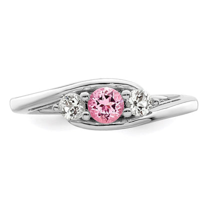 10K Weißgold Survivor Collection Ring mit klarem/pinkem Swarovski-Topas, Sue
