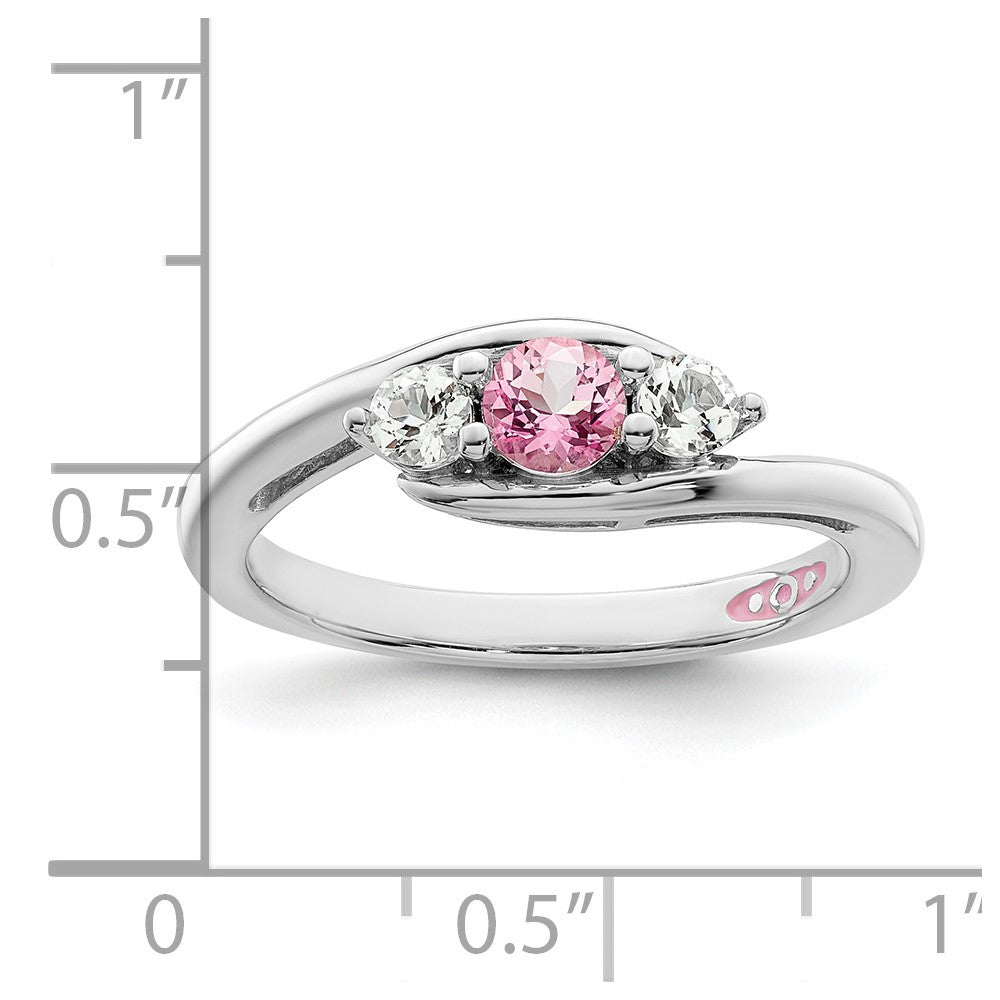10K Weißgold Survivor Collection Ring mit klarem/pinkem Swarovski-Topas, Sue
