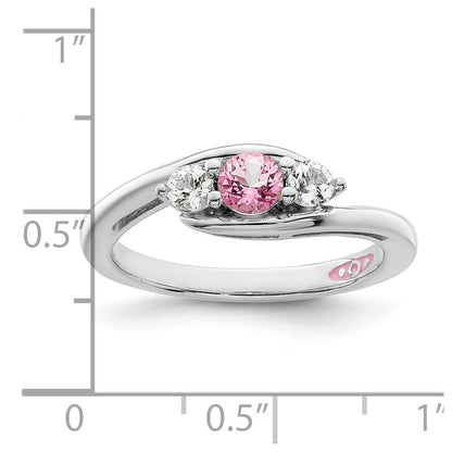 10K Weißgold Survivor Collection Ring mit klarem/pinkem Swarovski-Topas, Sue