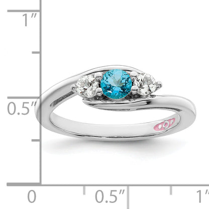 Sterlingsilber Survivor Kollektion Rhodiniert Weiß und Blautopas Sue Ring