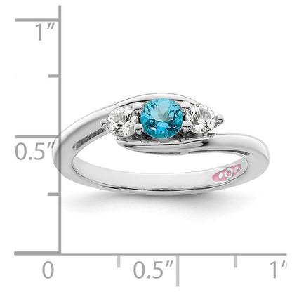 10K Weißgold Survivor Kollektion Ring mit klarem & blauem Swarovski-Topas, Sue