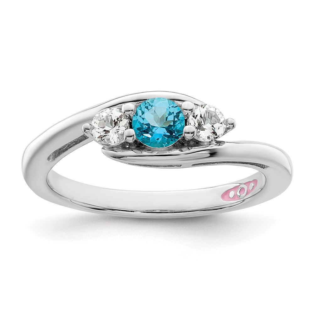 10K Weißgold Survivor Kollektion Ring mit klarem & blauem Swarovski-Topas, Sue
