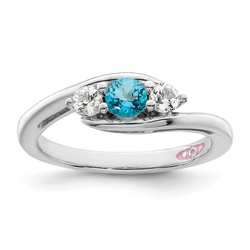 10K Weißgold Survivor Kollektion Ring mit klarem & blauem Swarovski-Topas, Sue
