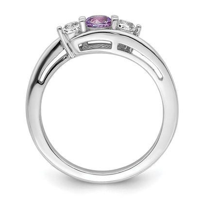 10K Weißgold Ring „Survivor Collection“ mit klarem/violettem Swarovski-Topas, Größe Sue