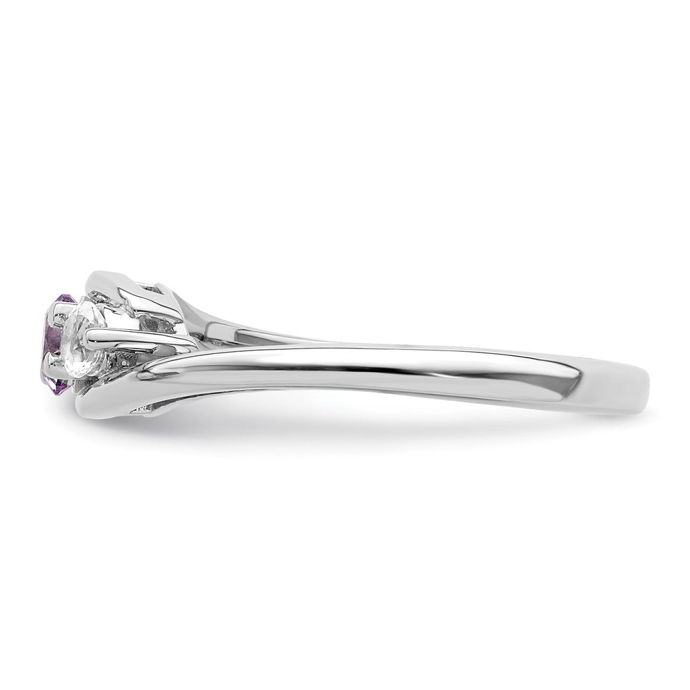 10K Weißgold Ring „Survivor Collection“ mit klarem/violettem Swarovski-Topas, Größe Sue