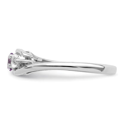 10K Weißgold Ring „Survivor Collection“ mit klarem/violettem Swarovski-Topas, Größe Sue