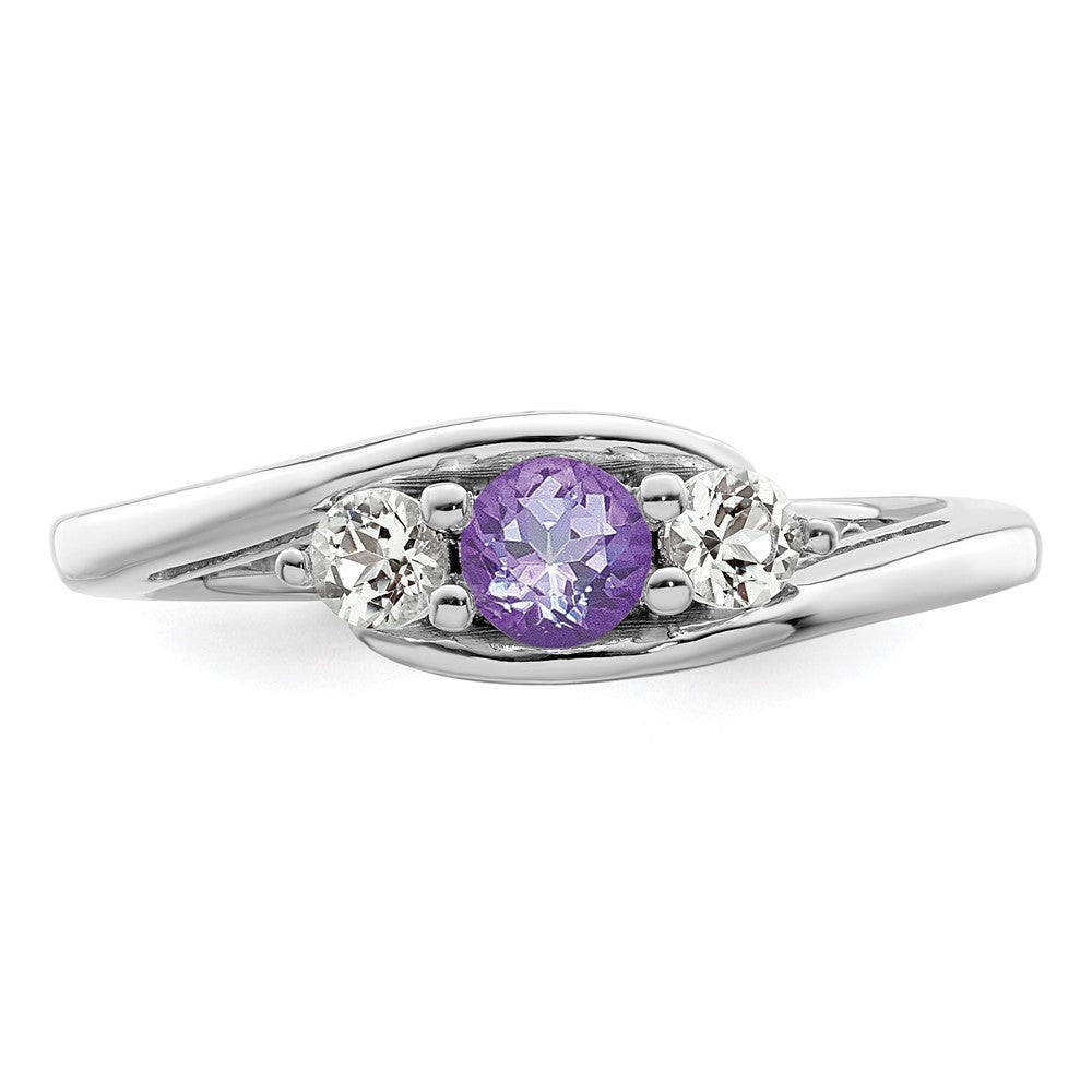 10K Weißgold Ring „Survivor Collection“ mit klarem/violettem Swarovski-Topas, Größe Sue
