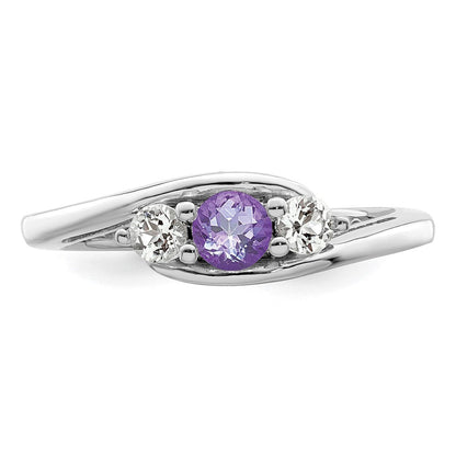 10K Weißgold Ring „Survivor Collection“ mit klarem/violettem Swarovski-Topas, Größe Sue