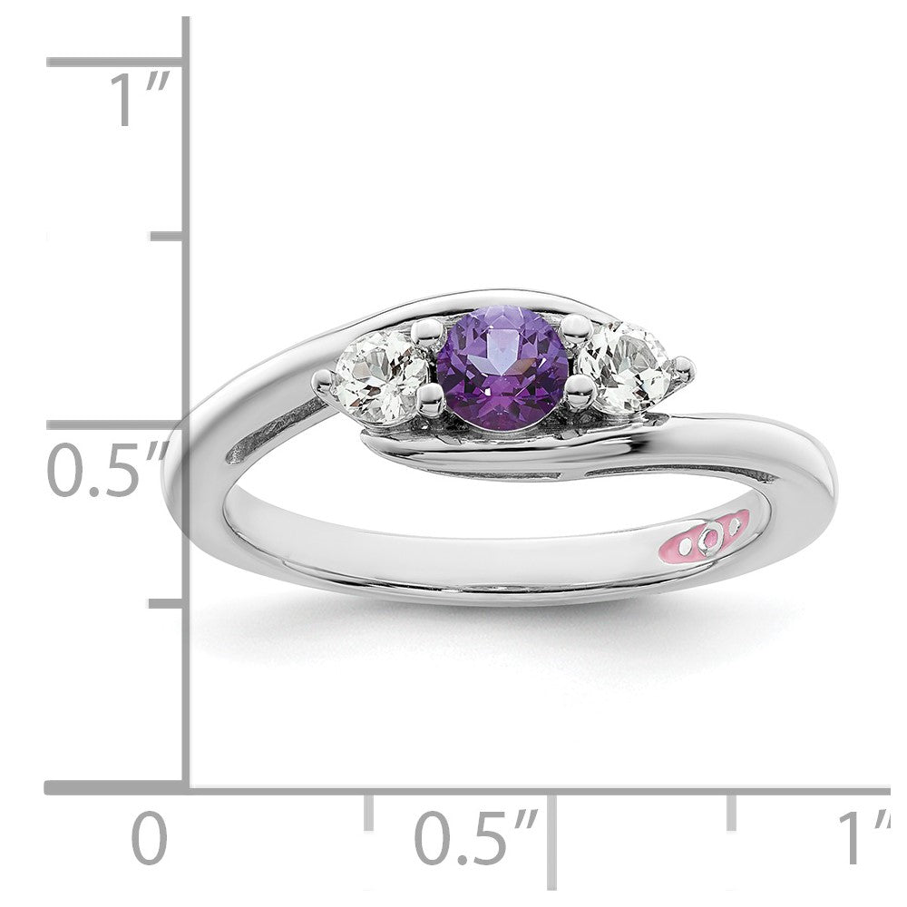 10K Weißgold Ring „Survivor Collection“ mit klarem/violettem Swarovski-Topas, Größe Sue