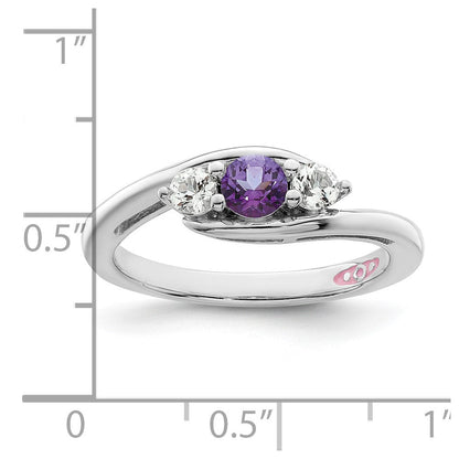10K Weißgold Ring „Survivor Collection“ mit klarem/violettem Swarovski-Topas, Größe Sue