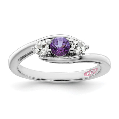 10K Weißgold Ring „Survivor Collection“ mit klarem/violettem Swarovski-Topas, Größe Sue