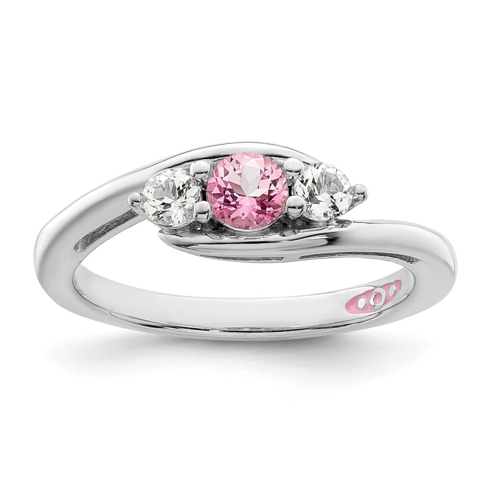 10K Weißgold Survivor Collection Ring mit klarem/pinkem Swarovski-Topas, Sue