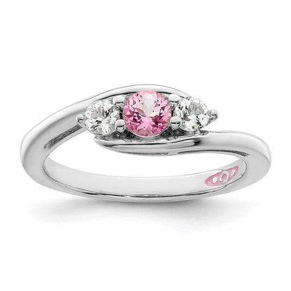 10K Weißgold Survivor Collection Ring mit klarem/pinkem Swarovski-Topas, Sue