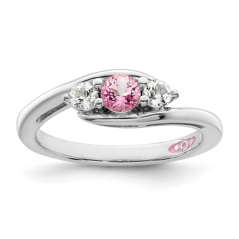10K Weißgold Survivor Collection Ring mit klarem/pinkem Swarovski-Topas, Sue