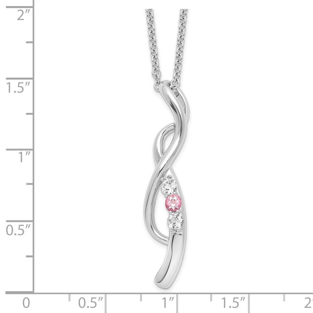 10K Weißgold Survivor Kollektion Rhodiniert 16 Zoll und Rosa Swarovski Topas Tropfen Of Glaube Halskette mit 2 Verlängerung