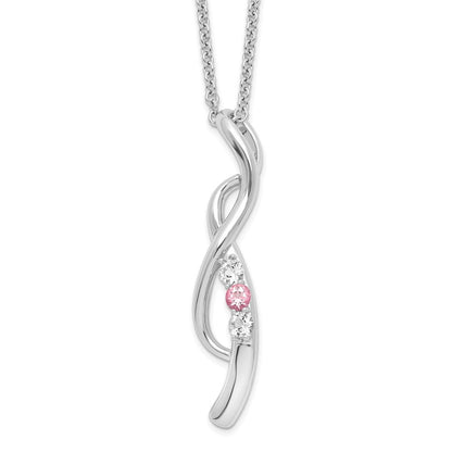 10K Weißgold Survivor Kollektion Rhodiniert 16 Zoll und Rosa Swarovski Topas Tropfen Of Glaube Halskette mit 2 Verlängerung