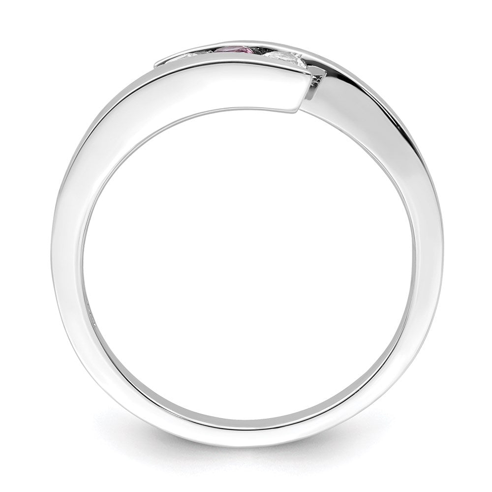 Survivor Kollektion 10K Weißgold Ring, rhodiniert, mit weißem und pinkfarbenem Swarovski-Topas – Kreis der Stärke