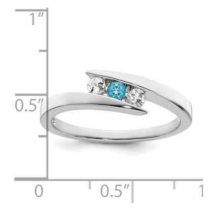 10K Weißgold Ring „Kreis der Stärke“ für Überlebende mit klarem und blauem Swarovski-Topas