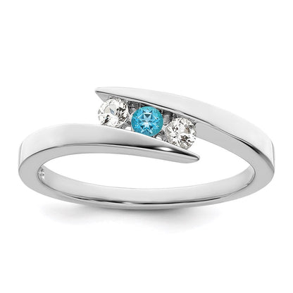 10K Weißgold Ring „Kreis der Stärke“ für Überlebende mit klarem und blauem Swarovski-Topas