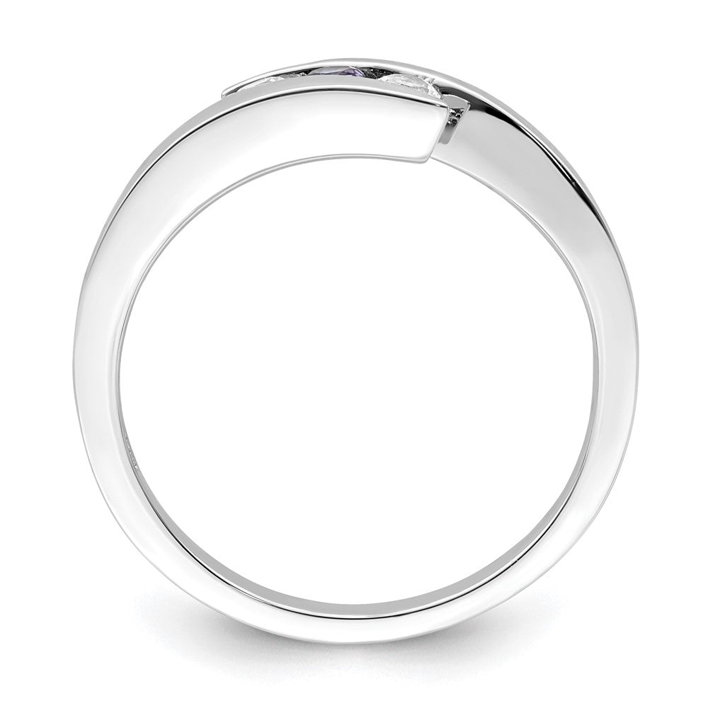 10K-Weißgold-Ring „Kreis der Stärke“ für Überlebende mit klarem & lilafarbenem Swarovski-Topas