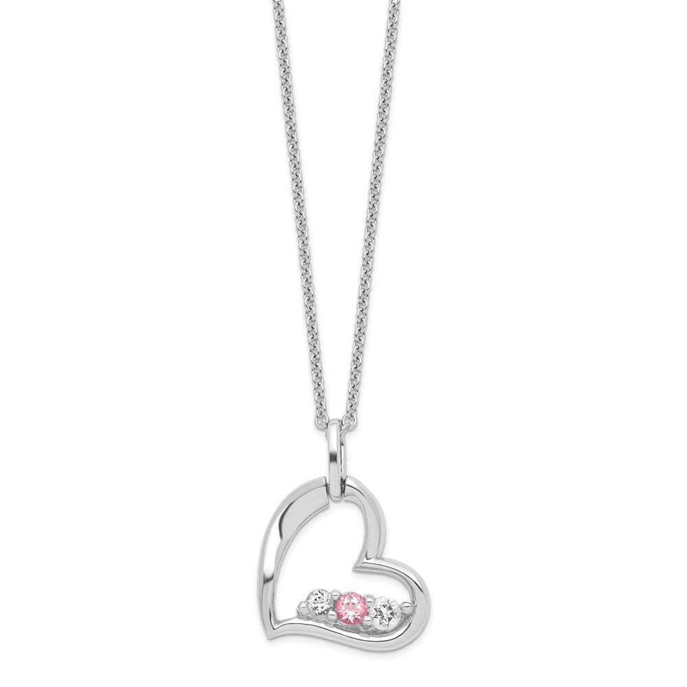 Sterlingsilber Survivor Kollektion Rhodiniert Klar Rosa Topas Herz Of Strength Halskette