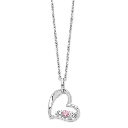 Sterlingsilber Survivor Kollektion Rhodiniert Klar Rosa Topas Herz Of Strength Halskette