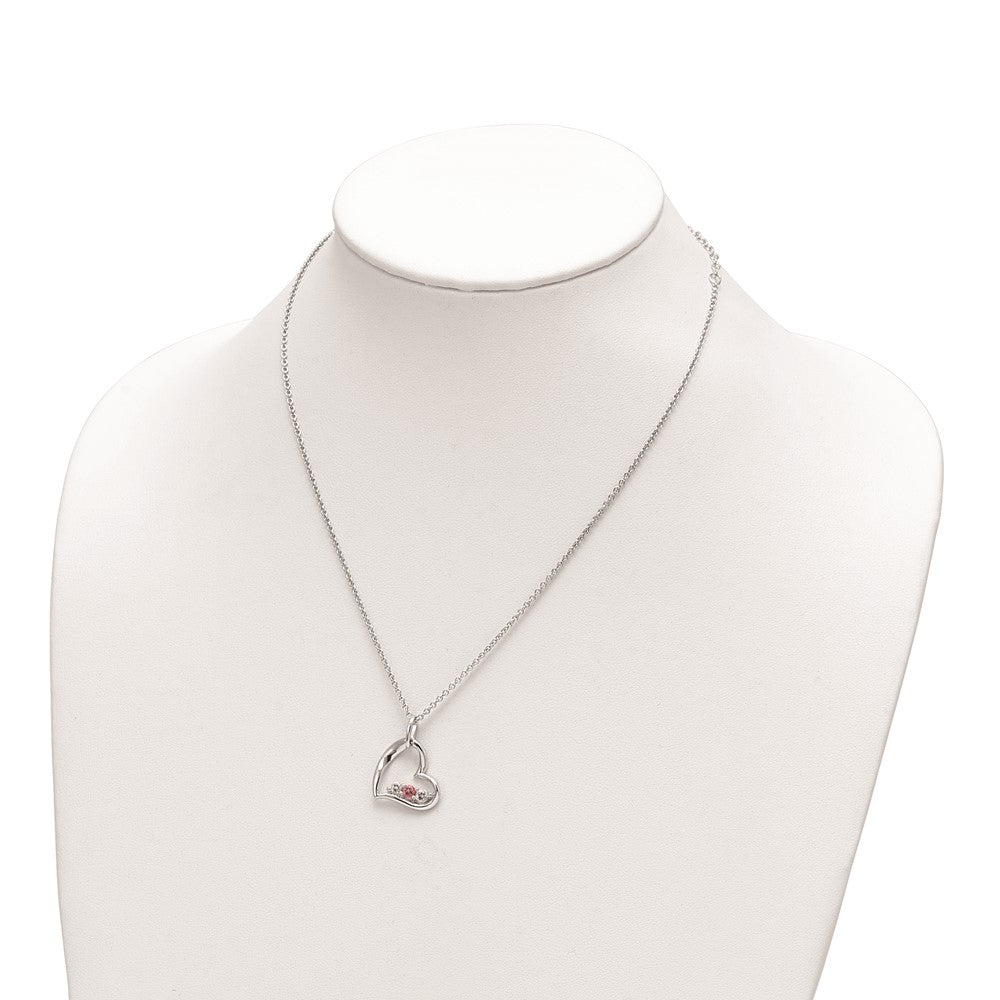 Sterlingsilber Survivor Kollektion Rhodiniert Klar Rosa Topas Herz Of Strength Halskette