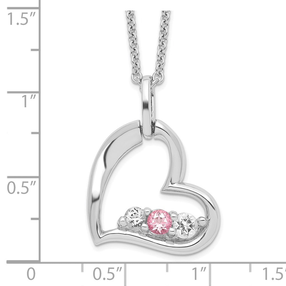 Sterlingsilber Survivor Kollektion Rhodiniert Klar Rosa Topas Herz Of Strength Halskette