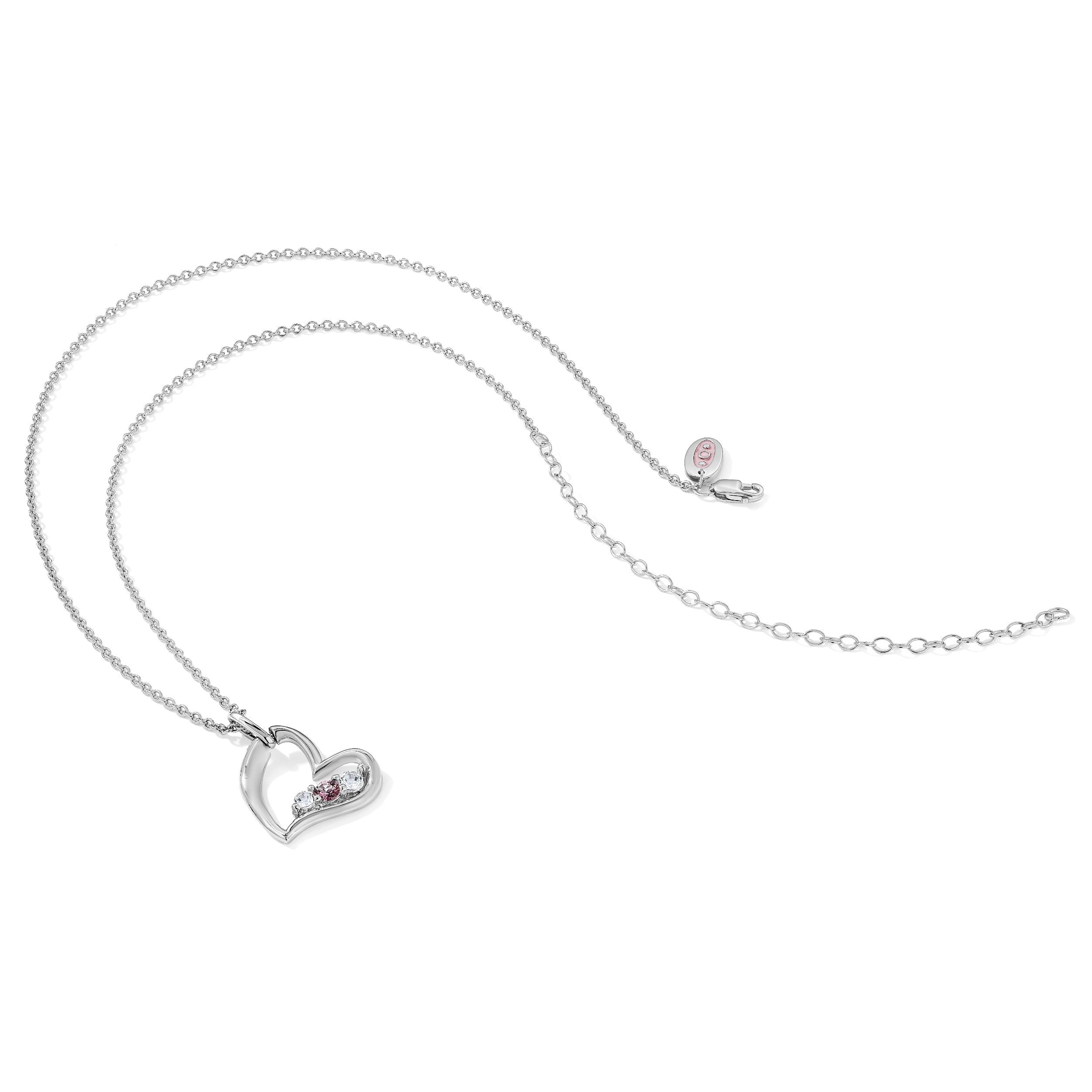 Sterlingsilber Survivor Kollektion Rhodiniert Klar Rosa Topas Herz Of Strength Halskette