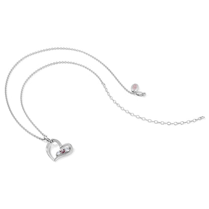 Sterlingsilber Survivor Kollektion Rhodiniert Klar Rosa Topas Herz Of Strength Halskette
