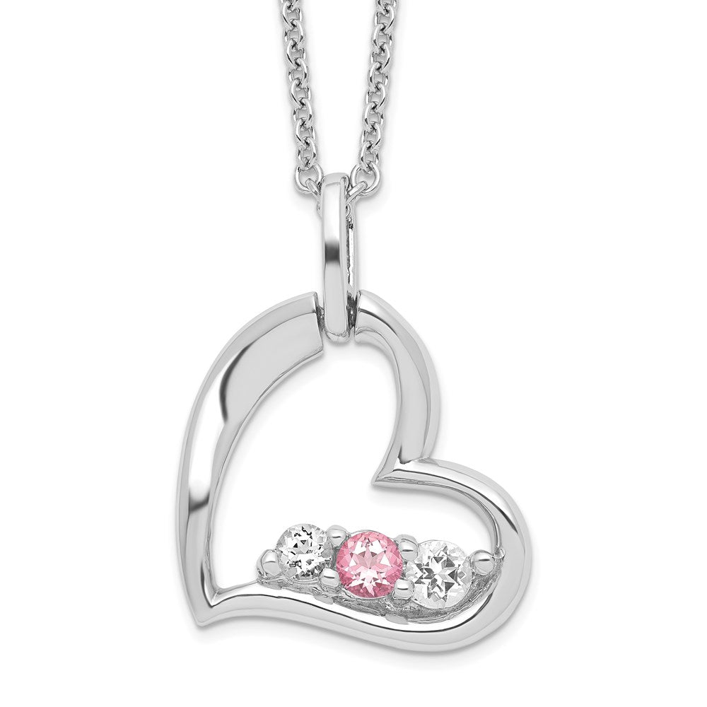 Sterlingsilber Survivor Kollektion Rhodiniert Klar Rosa Topas Herz Of Strength Halskette