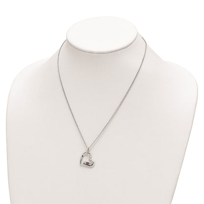10K Weißgold Survivor Kollektion Rhodiniert Klar Lila Swarovski Topas Herz Of Strength Halskette