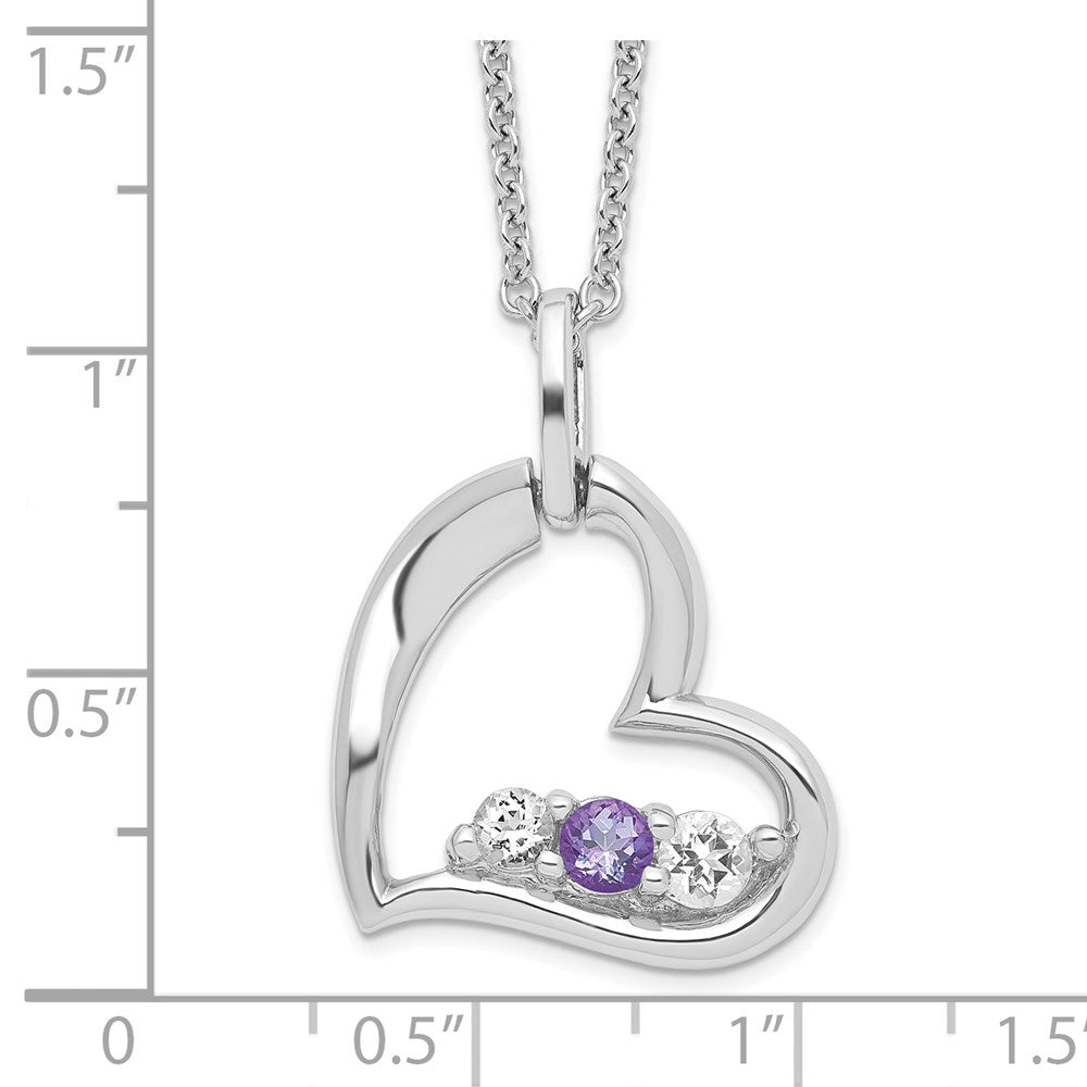 10K Weißgold Survivor Kollektion Rhodiniert Klar Lila Swarovski Topas Herz Of Strength Halskette