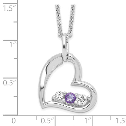 10K Weißgold Survivor Kollektion Rhodiniert Klar Lila Swarovski Topas Herz Of Strength Halskette