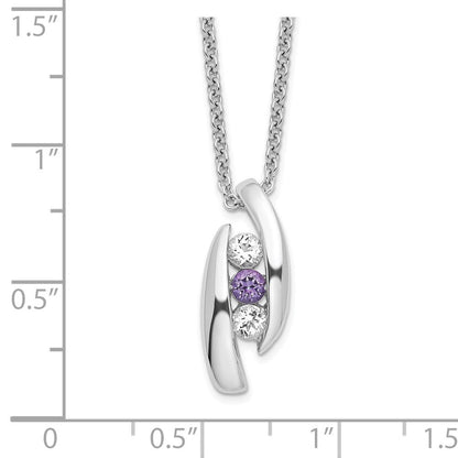 10K Weißgold Survivor Klar und Lila Swarovski Topas Pillar Of Strength Halskette