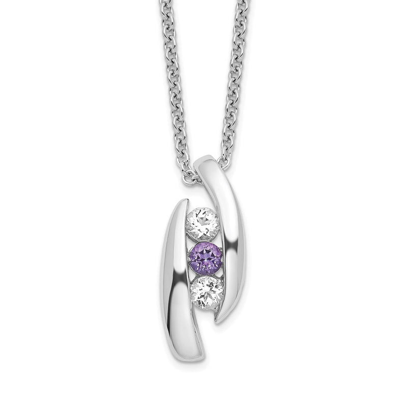 10K Weißgold Survivor Klar und Lila Swarovski Topas Pillar Of Strength Halskette