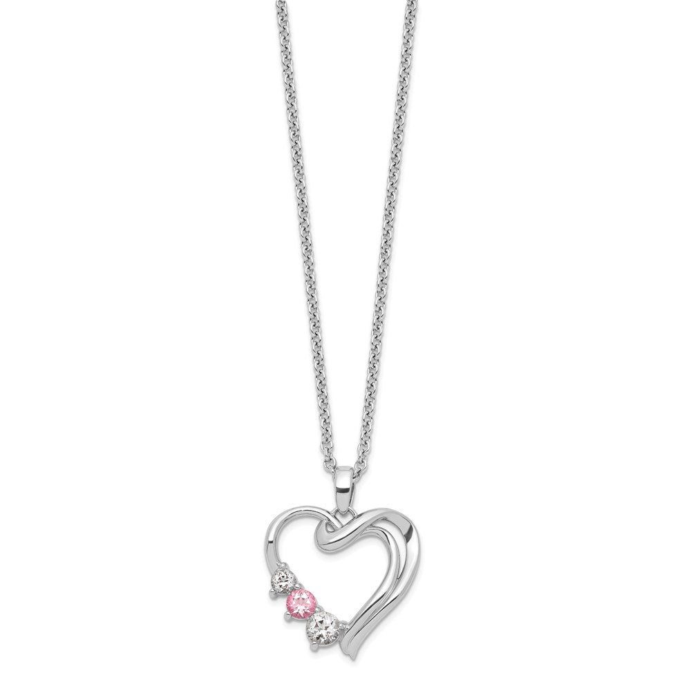 10K Weißgold Survivor Kollektion Rhodiniert Klar Rosa Swarovski Topas Herz Of Healing Halskette