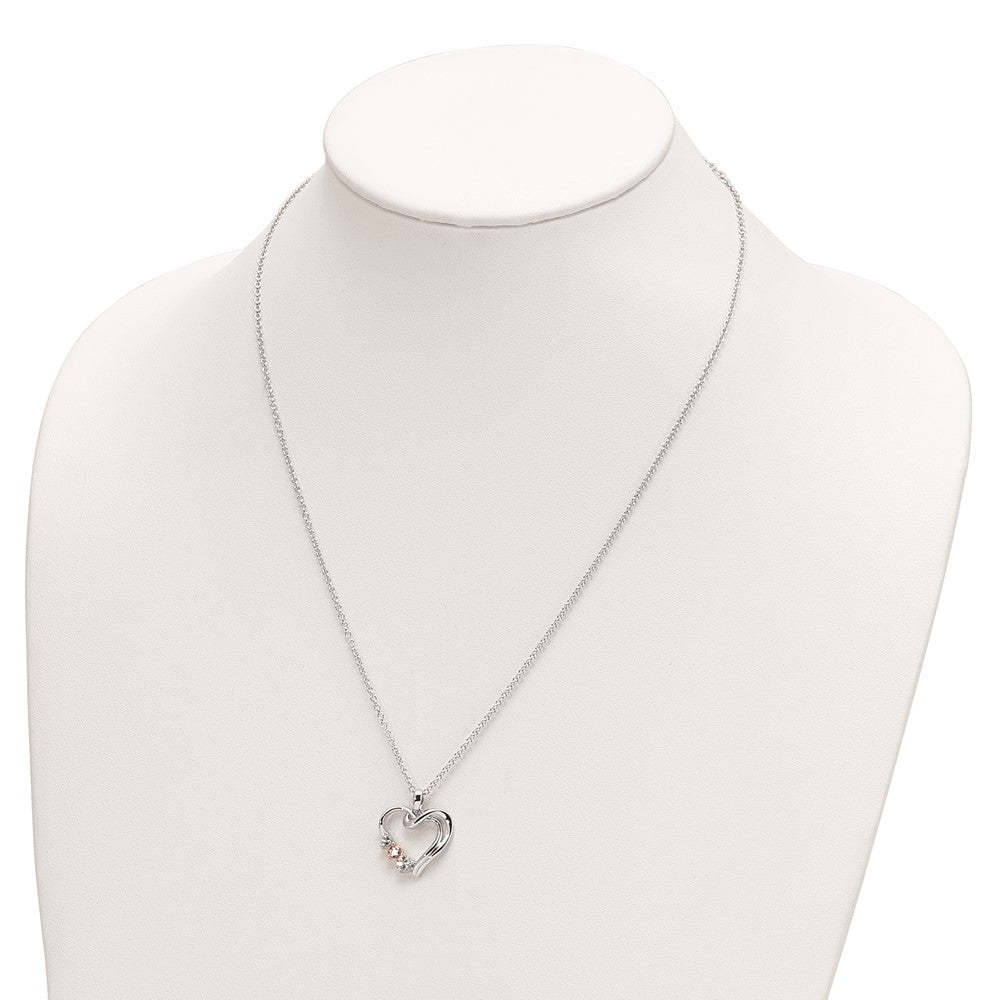 10K Weißgold Survivor Kollektion Rhodiniert Klar Rosa Swarovski Topas Herz Of Healing Halskette