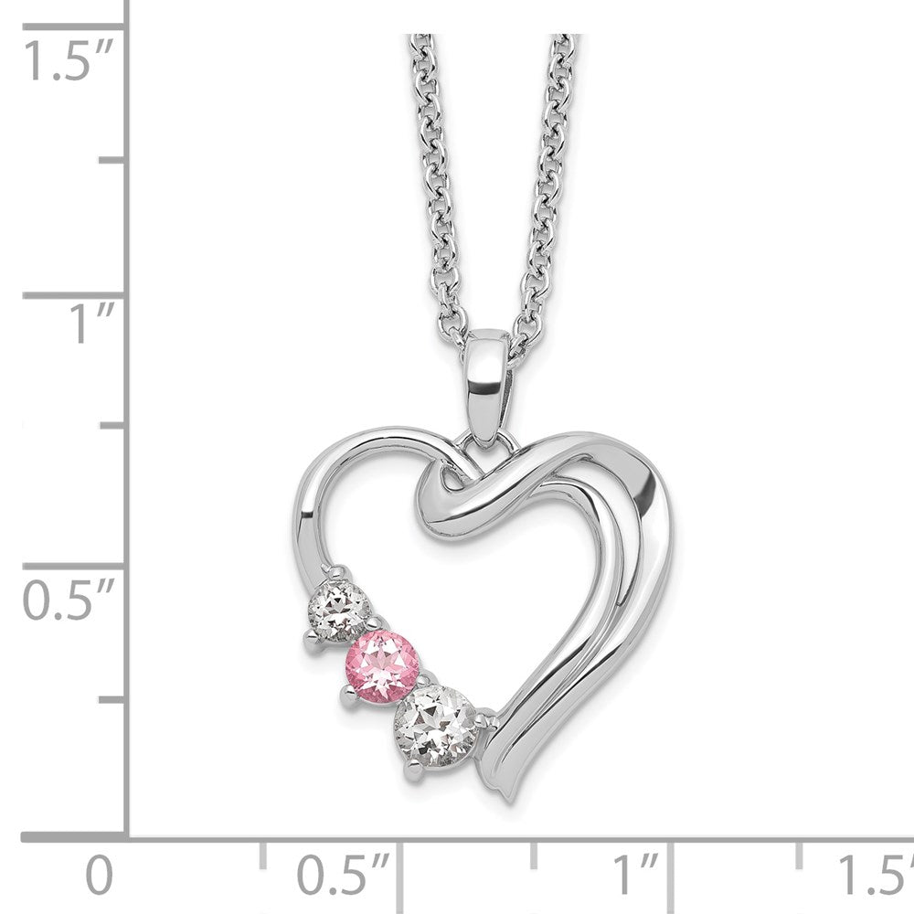10K Weißgold Survivor Kollektion Rhodiniert Klar Rosa Swarovski Topas Herz Of Healing Halskette