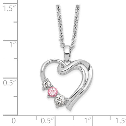 10K Weißgold Survivor Kollektion Rhodiniert Klar Rosa Swarovski Topas Herz Of Healing Halskette