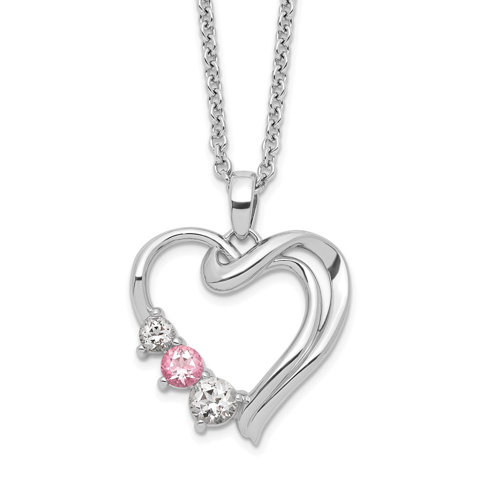 10K Weißgold Survivor Kollektion Rhodiniert Klar Rosa Swarovski Topas Herz Of Healing Halskette
