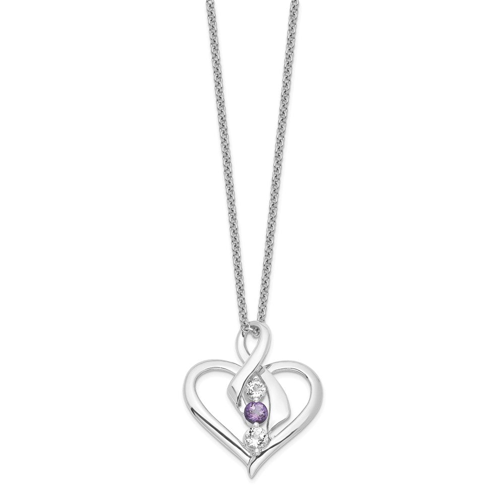 10K Weißgold Survivor Kollektion Rhodiniert Klar Lila Swarovski Topas Heather Halskette