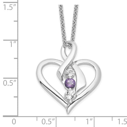 10K Weißgold Survivor Kollektion Rhodiniert Klar Lila Swarovski Topas Heather Halskette