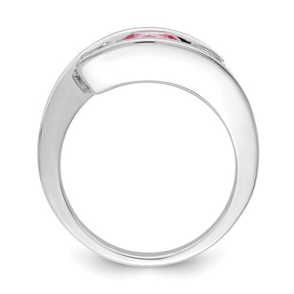 Survivor Collection Ring aus 10K Weißgold, rhodiniert, mit weißem und pinkem Swarovski-Topas, Journey-Design
